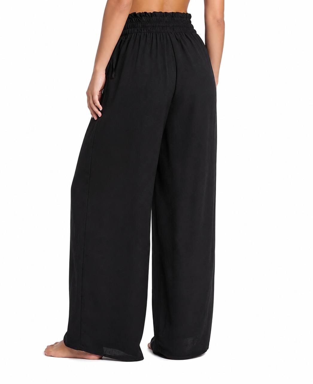 Red Carter Hammered Wide Leg Cover‑Up Pants Black L NWOT $82