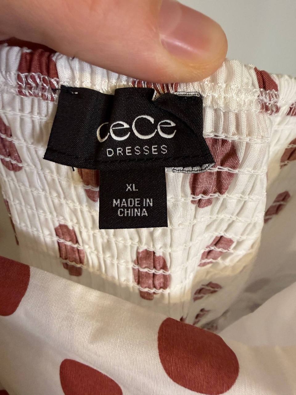 CeCe Cotton‑Blend Printed Tie‑Front Smocked‑Back Maxi Dress – Size XL – NWT– $35