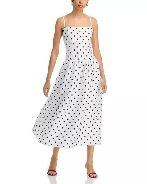 French Connection Polka Dot Midi Dress Black White Size6 NWTdamage-broken zipper