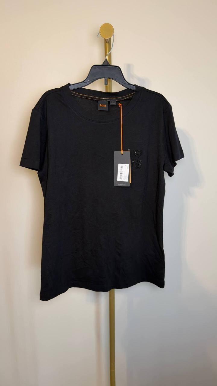 Hugo Boss Women’s Love Rhinestone Graphic T‑Shirt Black M NWT $59