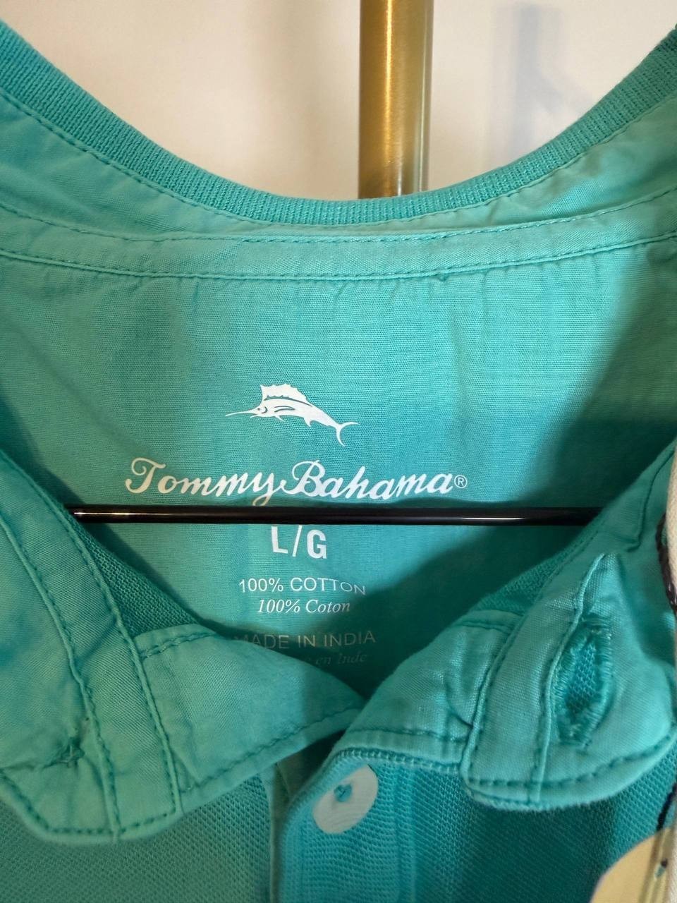Tommy Bahama Solid Cotton Lookout Polo Shirt Cabo Teal L NWT $90