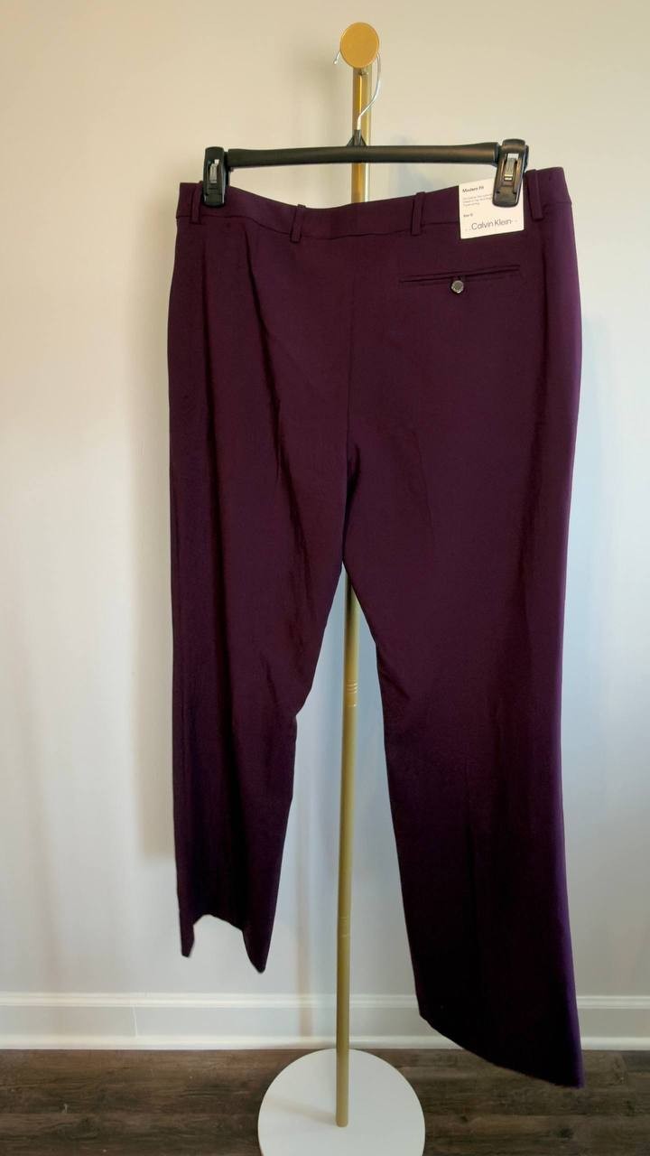 Calvin Klein Modern Fit High‑Rise Pants Purple 12 NWT $99