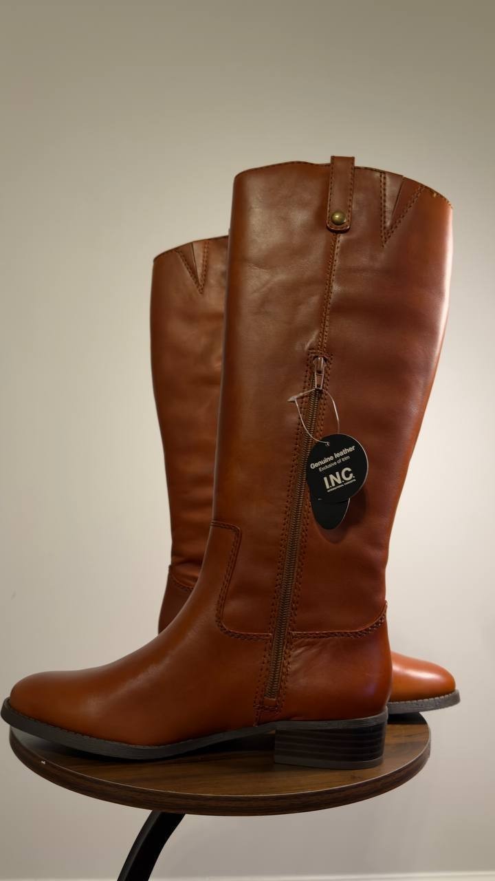 I.N.C.  Riding  Boots  Cognac  Leather  10.5M  New  No  Box  $189.90