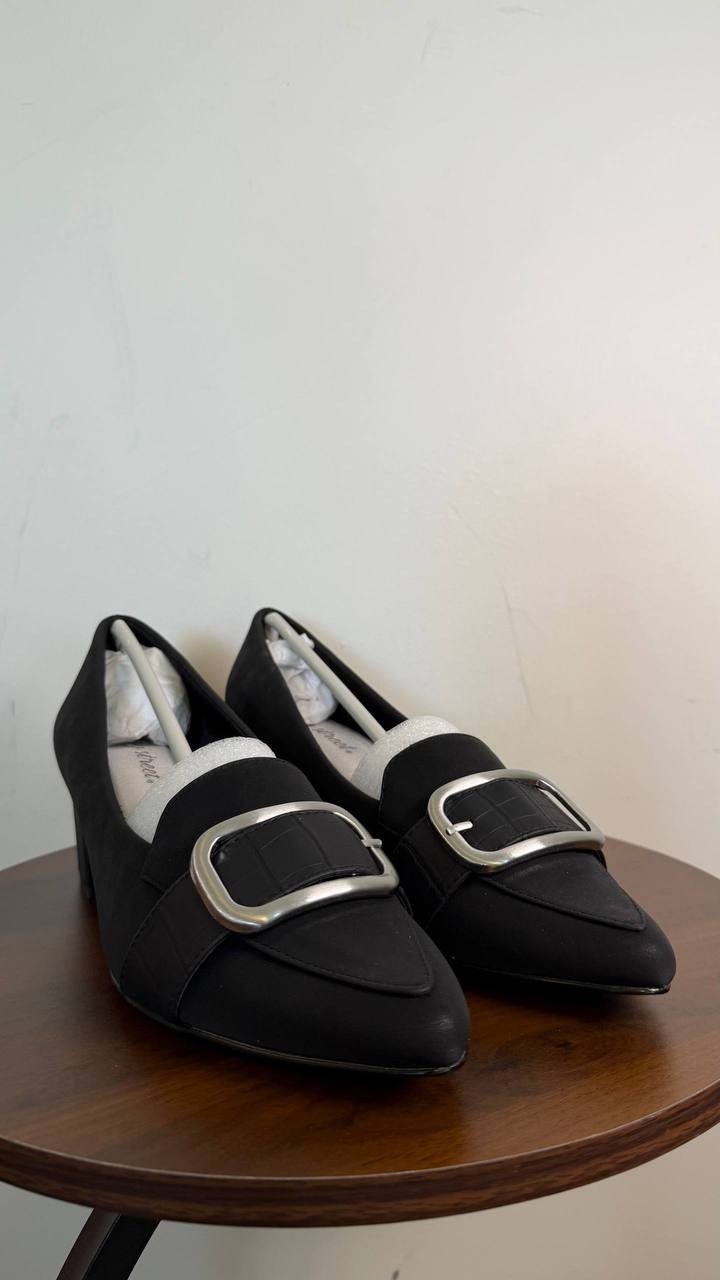 Easy Street Aster Slip‑On Pumps Black 11M Man‑Made Block Heel $75 NWB