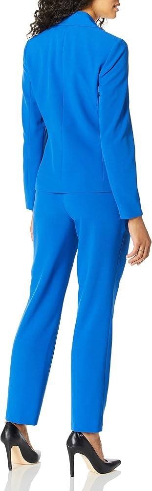 Le Suit Stretch Crepe One‑Button Pantsuit Cornflower 10 NWT $80