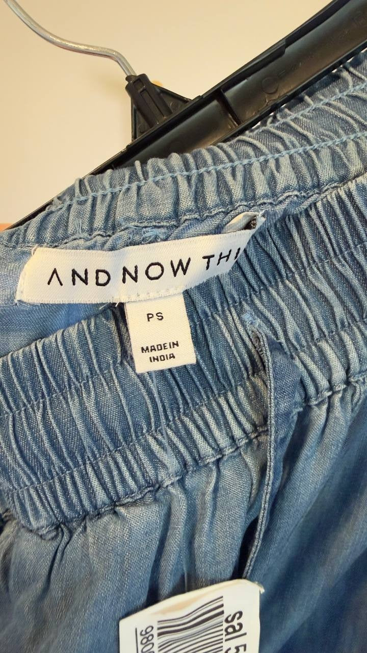 And Now This Chambray Lace-Trim Wide-Leg Pants Drawstring PS NWT $59.50