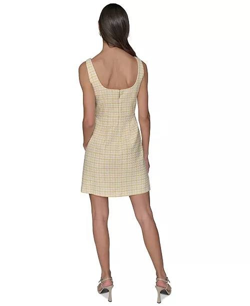 Karl Lagerfeld Paris Boucle Tweed Dress Sleeveless Square Neck Size 12 NWT