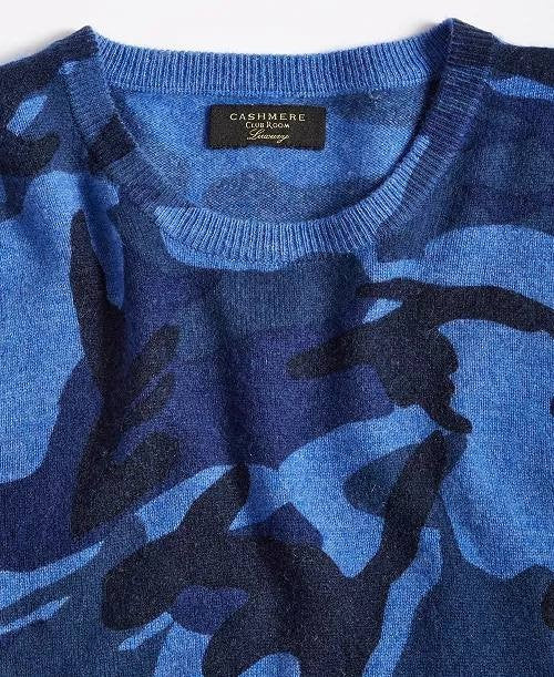 Club Room Men’s 100% Cashmere Camo Printed Sweater Crewneck S $189 NWT