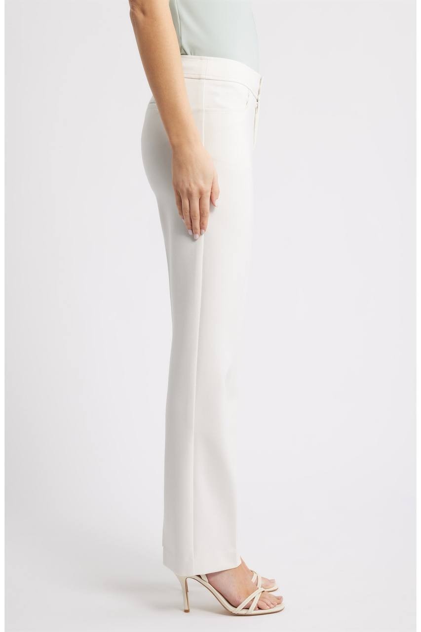Anne Klein Women’s Flat Front Straight‑Leg Pants White Dove 10 NWOT $89