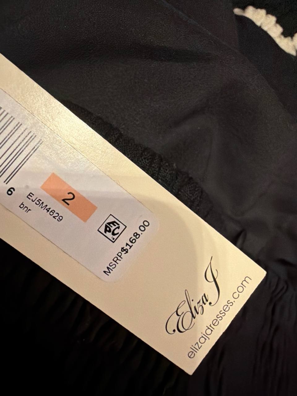 Eliza J Beaded-Strap Contrast-Trim Halter Midi Dress Black 2 NWT $168