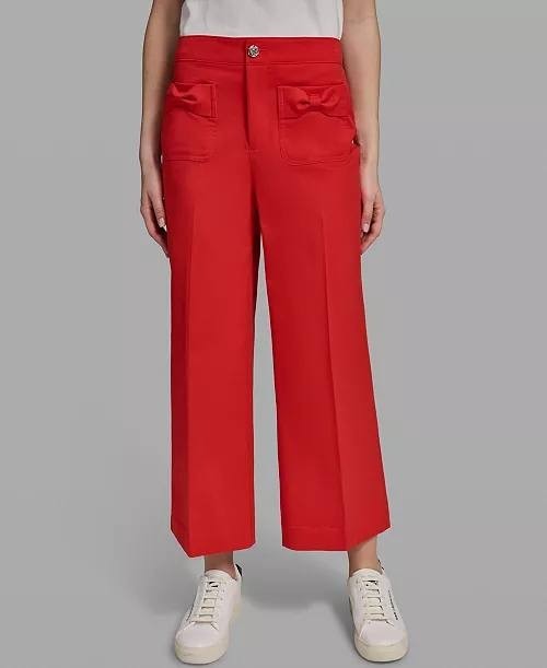 Karl Lagerfeld Mid‑Rise Straight Bow Pocket Pants Red 6 NWT $109
