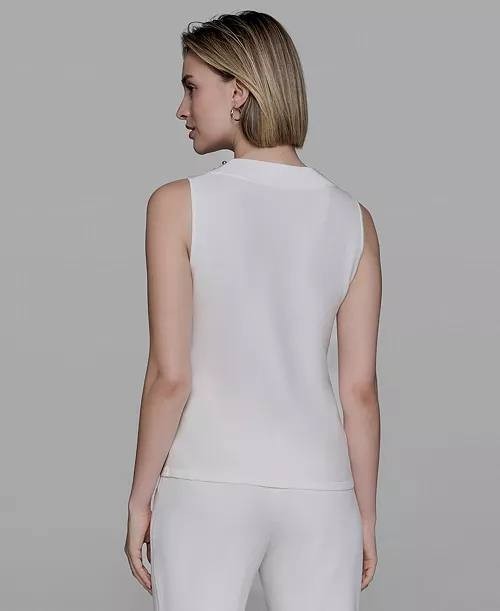 Karl Lagerfeld Paris Embellished Sleeveless Top White XL NWT $99