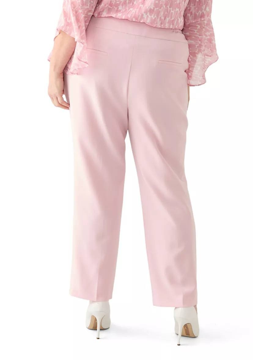 Kasper Plus Size Straight-Leg Pants Tutu Pink Size 18W MSRP $89
