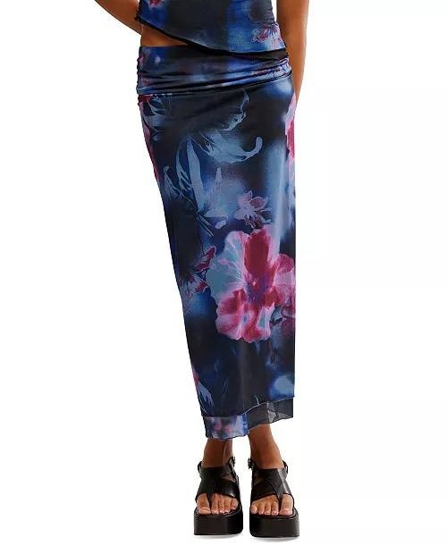 Free People Sunset Mesh Floral Maxi Skirt – Size SP – NWT