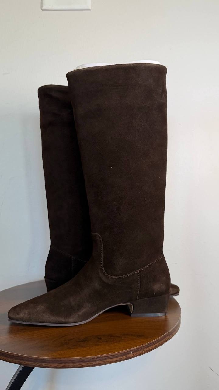 Steve Madden Dantelle Square Toe Knee High Boots Brown 6M Suede $179 NWB