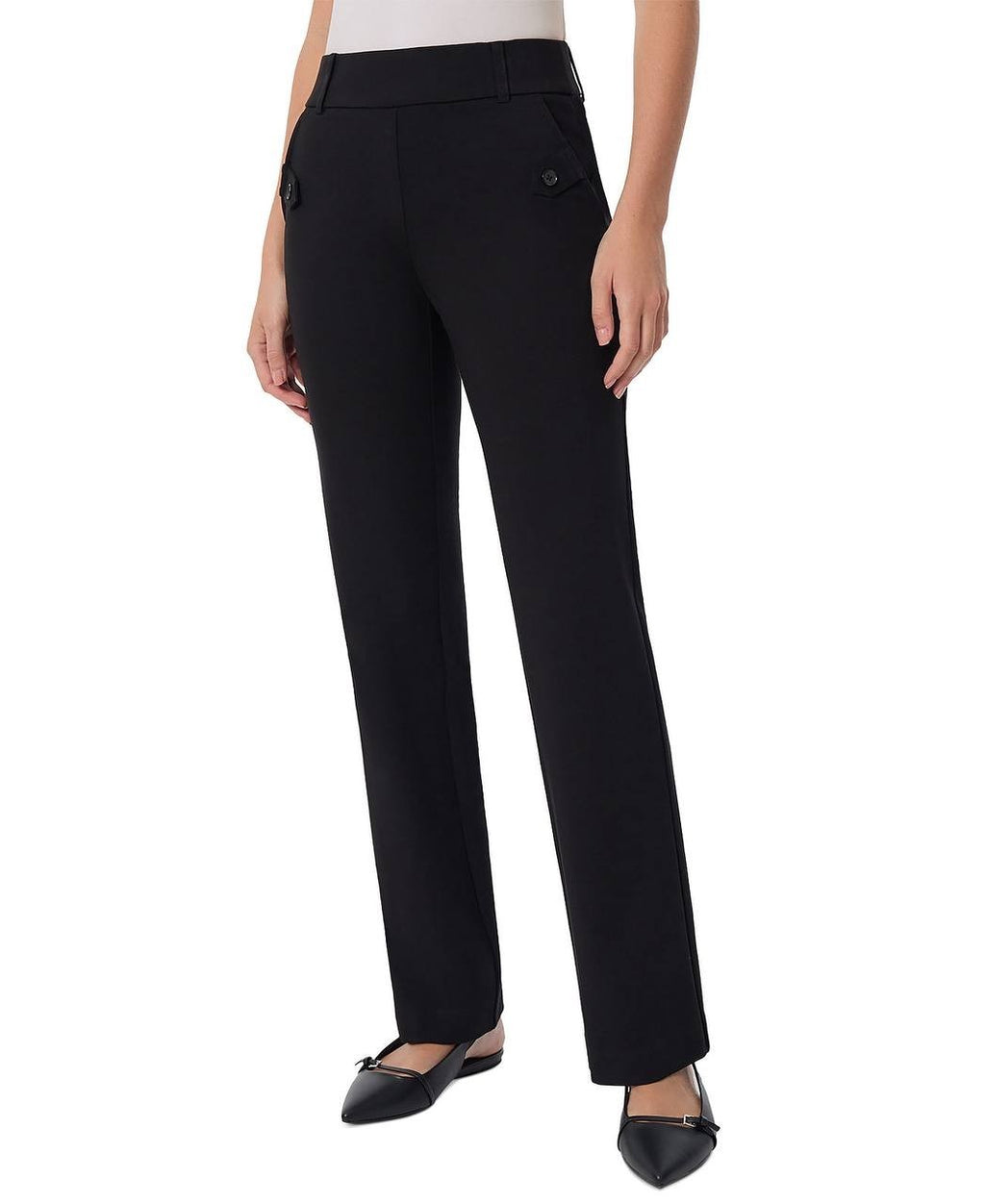 Jones New York Women’s Pull‑On Straight‑Leg Pants Black XL $79.50 NWT