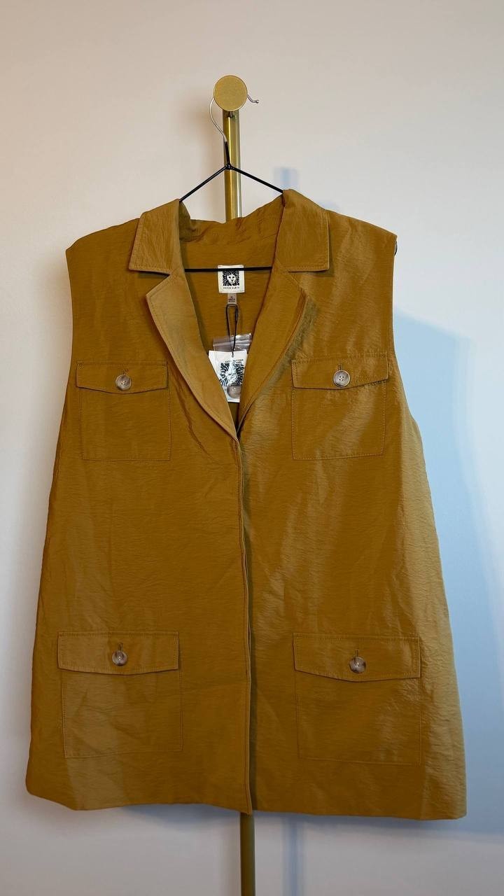 Anne Klein Sleeveless Patch‑Pocket Jacket Copper Sun XL NWT $129