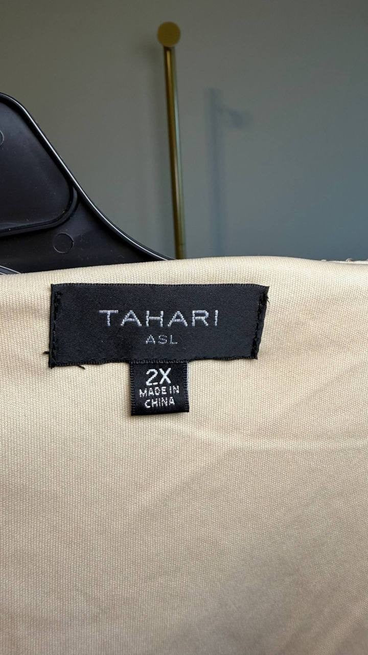 Tahari ASL Sequin Cowl Neck Camisole Nude Silver 2X NWT $79