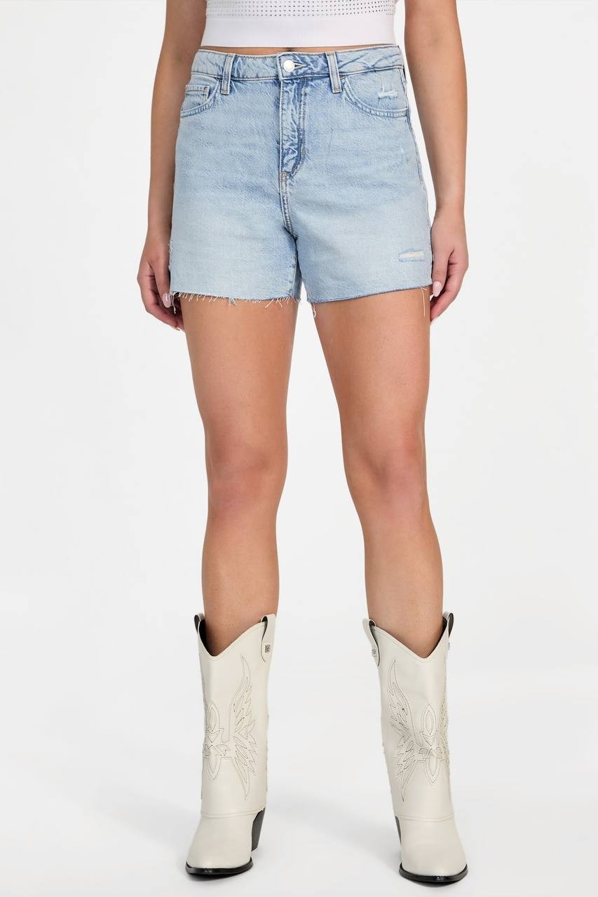 Guess Eco Featherweight Relaxed Midi Denim Shorts Blue Maiorca Size 30 NWT $89