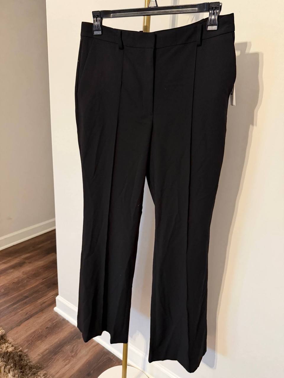 DKNY Pintuck Mid‑Rise Flare‑Leg Pants Black Size12 NWT msrp$99