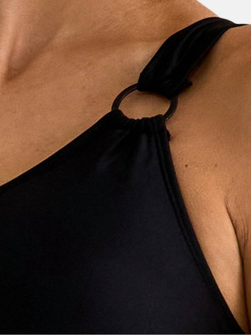 Jessica Simpson Waist‑Cutout Asymmetrical One‑Piece Swimsuit Black L NWOT $88