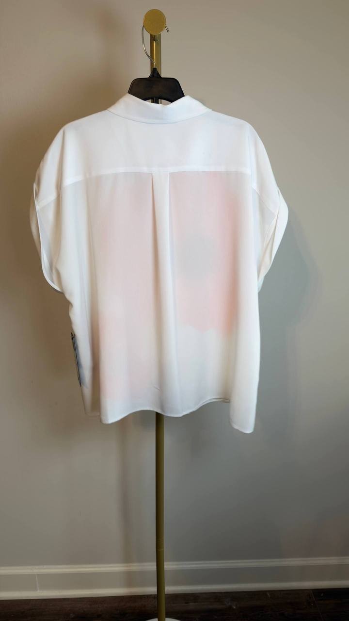 Karl Lagerfeld Paris Floral‑Print Blouse White Floral L NWT $109