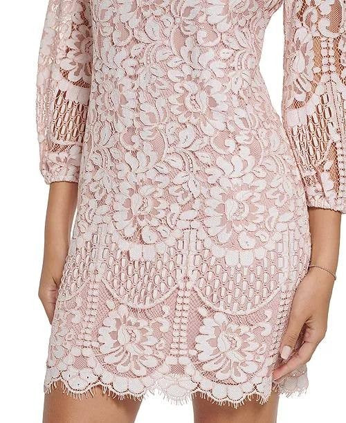 Vince Camuto Women’s Lace Blouson‑Sleeve Shift Dress Pink 4 $159 NWT