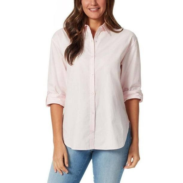 Gloria Vanderbilt Button Down Shirt XS Pink Parasol Cotton Long Sleeve Top NWT