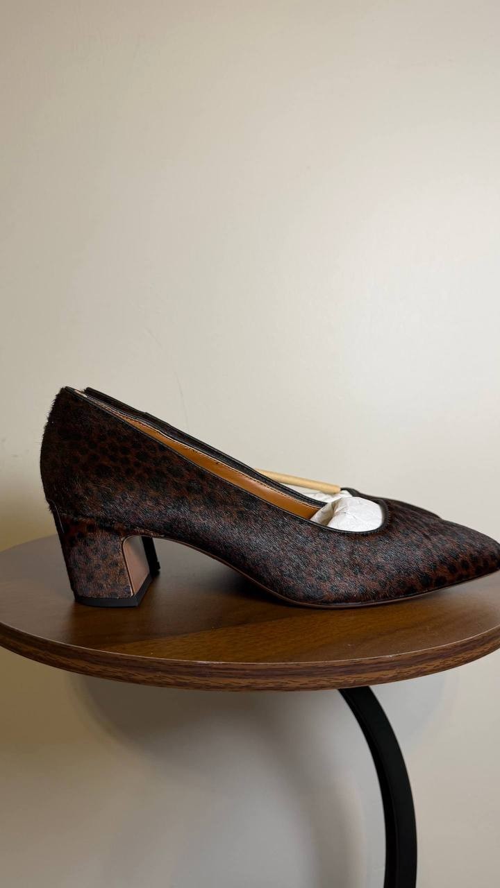 Franco Sarto Salino Pumps 8.5M Brown Leather Square Toe Block Heel NIB msrp$145