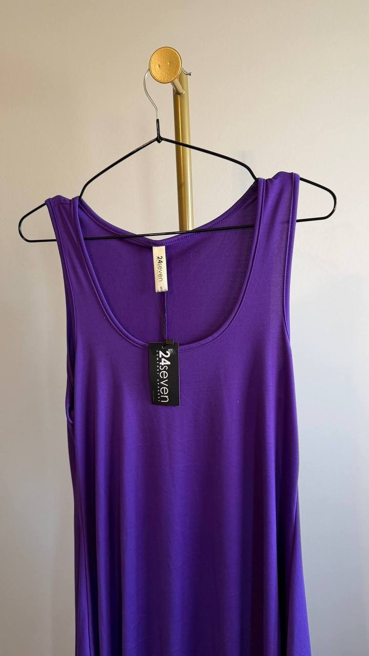 24Seven Women’s Sleeveless Fit & Flare Skater Dress Purple M NWT