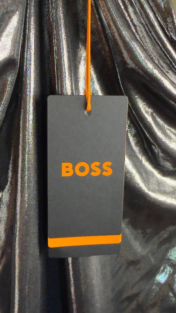 BOSS Orange Esarah Metallic Scoop‑Neck Tank Open Grey L NWT $79