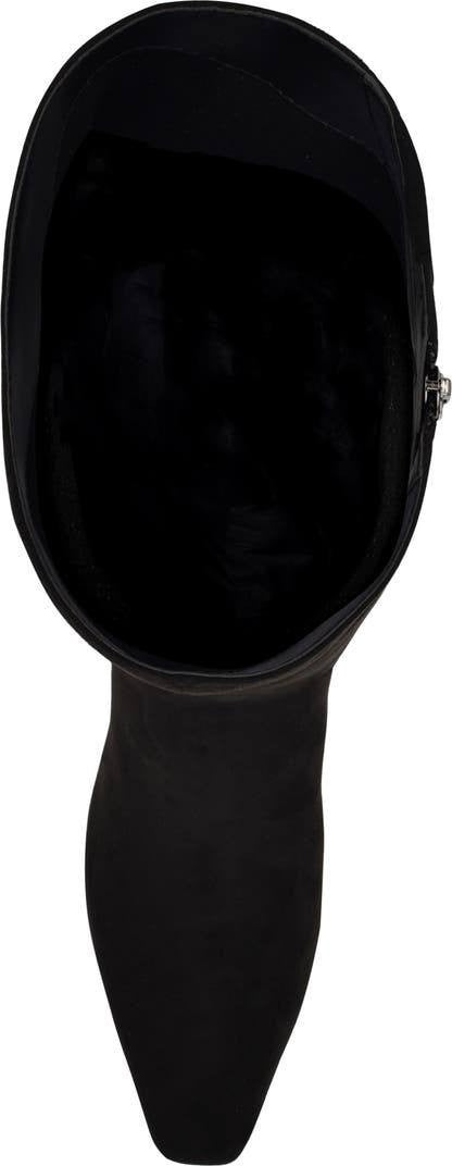 Nine West Havier Knee High Kitten Heel Boots Black 8M Wide Calf Textile $199 NWB