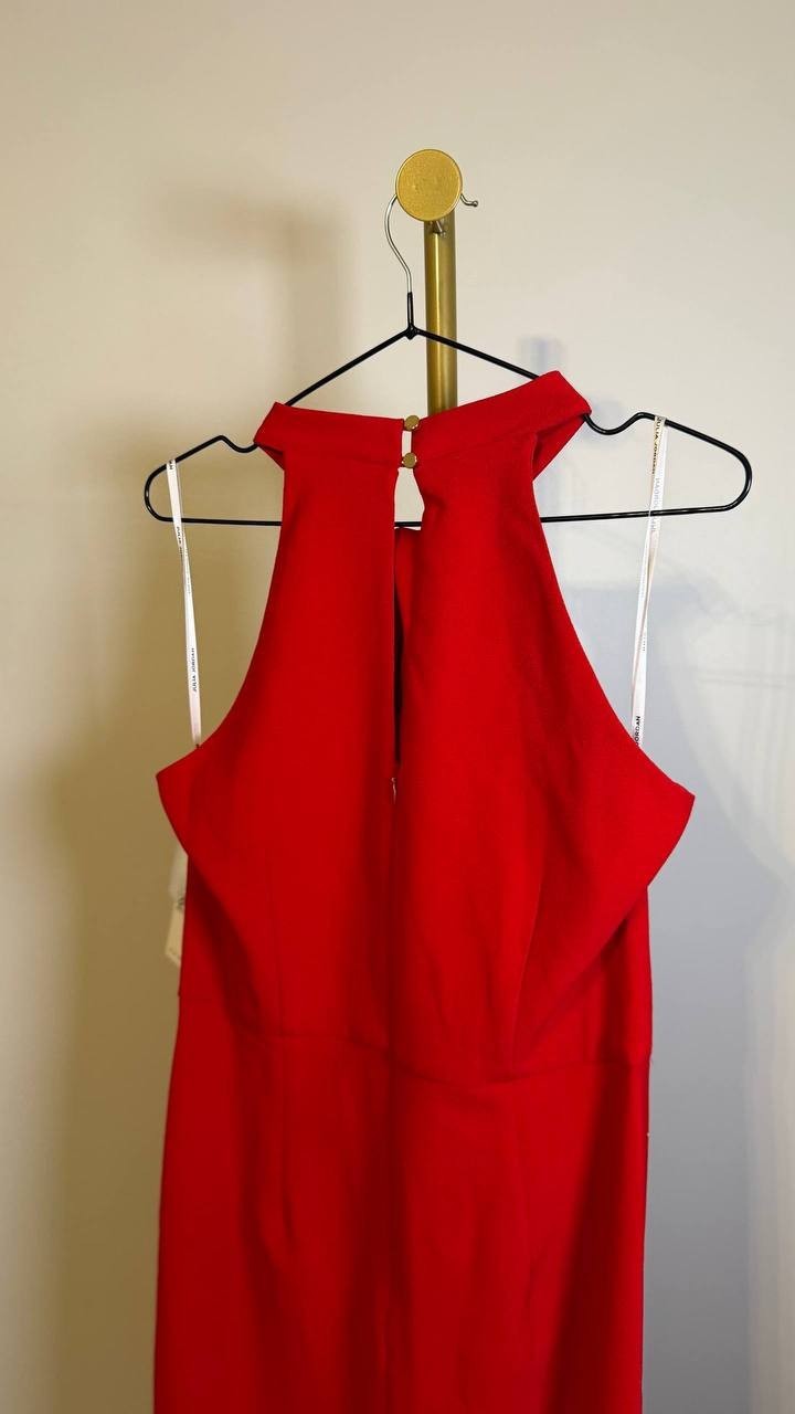 Julia Jordan Women’s Knot‑Neck Tulip Hem Halter Dress Red 8 $119 NWT
