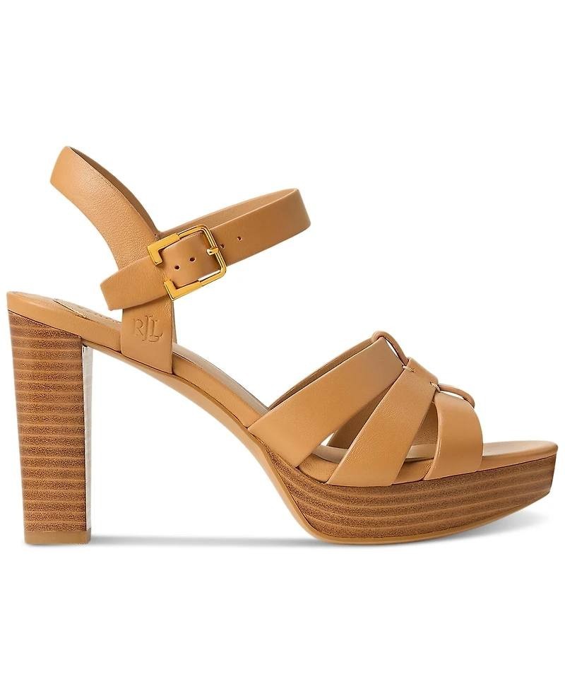Lauren Ralph Lauren Soffia Women’s Sandals Buff 10B Leather $155 NWB