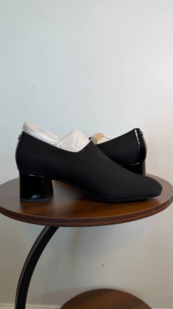 Easy Spirit Denisa eFlex Knit Block Heel Pumps Black 6M Textile $99 NWB
