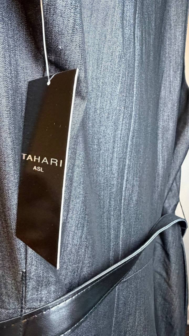Tahari ASL Belted Soft Denim Fit & Flare Dress Black 18 NWT $159