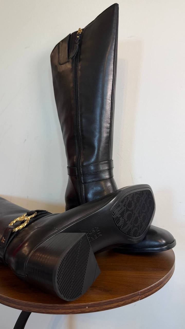 Naturalizer Isabeau Wide Calf Knee High Boots Black 9M Leather $290 NWB