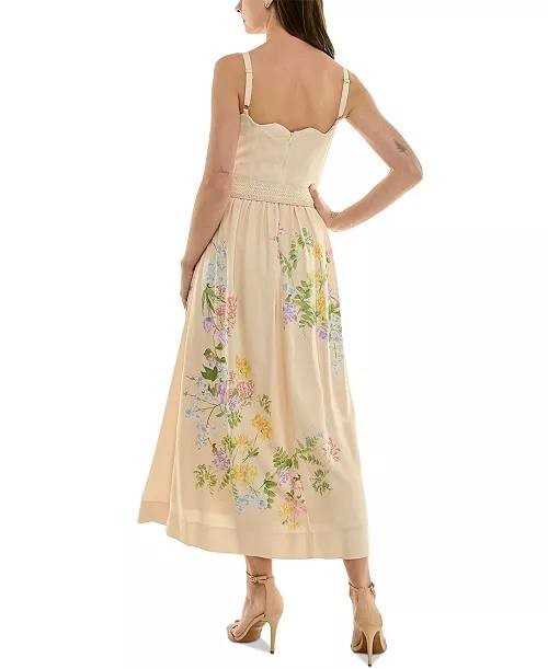 Taylor Petite Floral Print Midi Dress Scalloped Neck Size14 NWOT broken zipper