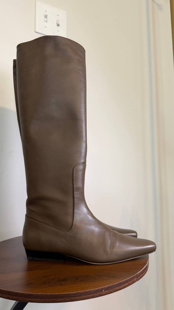 Staud Truffle Leather Flat Boots 36 New in Box MSRP $495