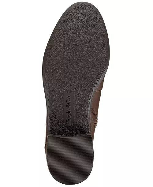 Style & Co Rubyyy Almond Toe Belt Booties Dark Roast 10M Man‑Made $79.90 NWB