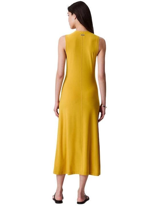 Calvin Klein Lemon Amber Midi Dress – Size L – NWT