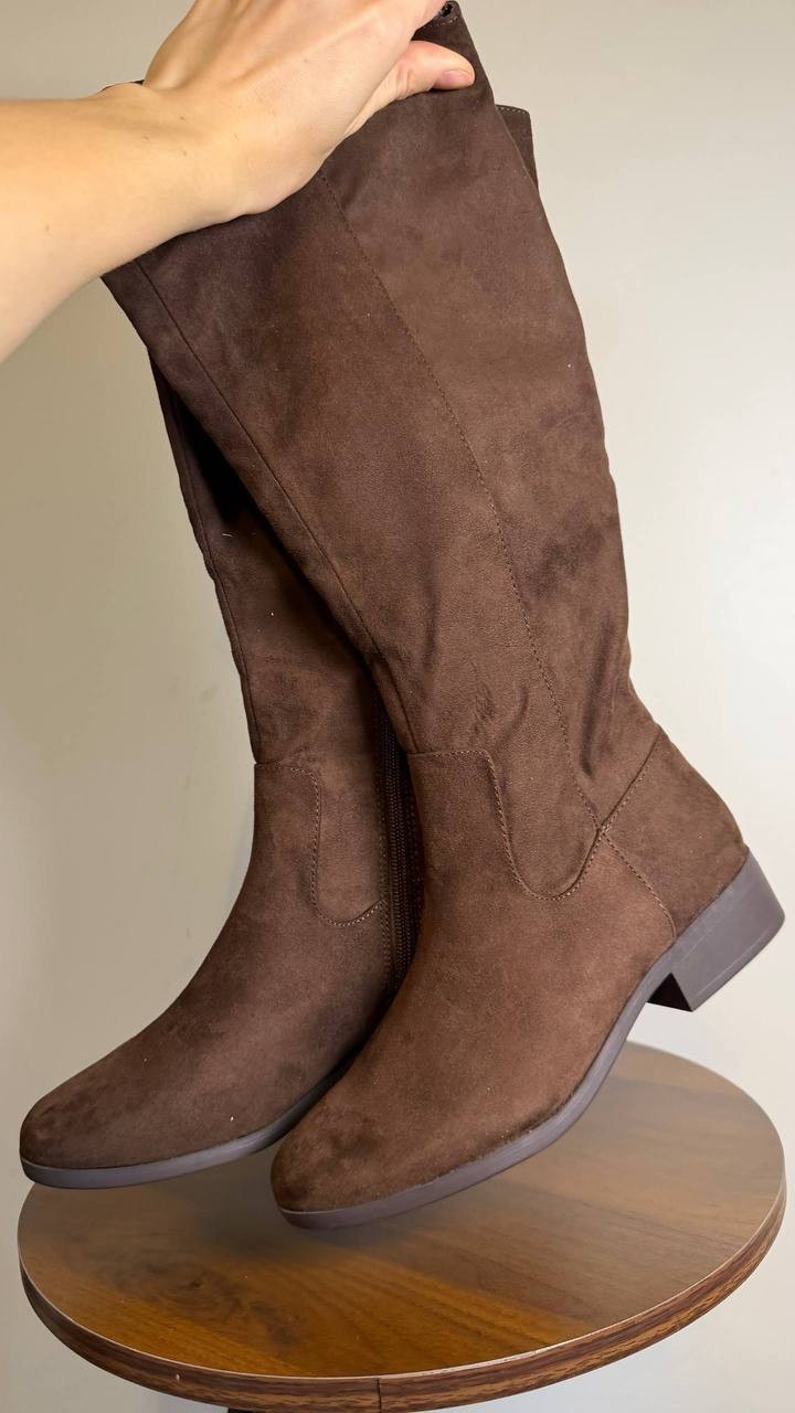 Style & Co Charmanee Tall Boots 6.5M Dark Roast Faux Suede Zip NIB msrp$59.90