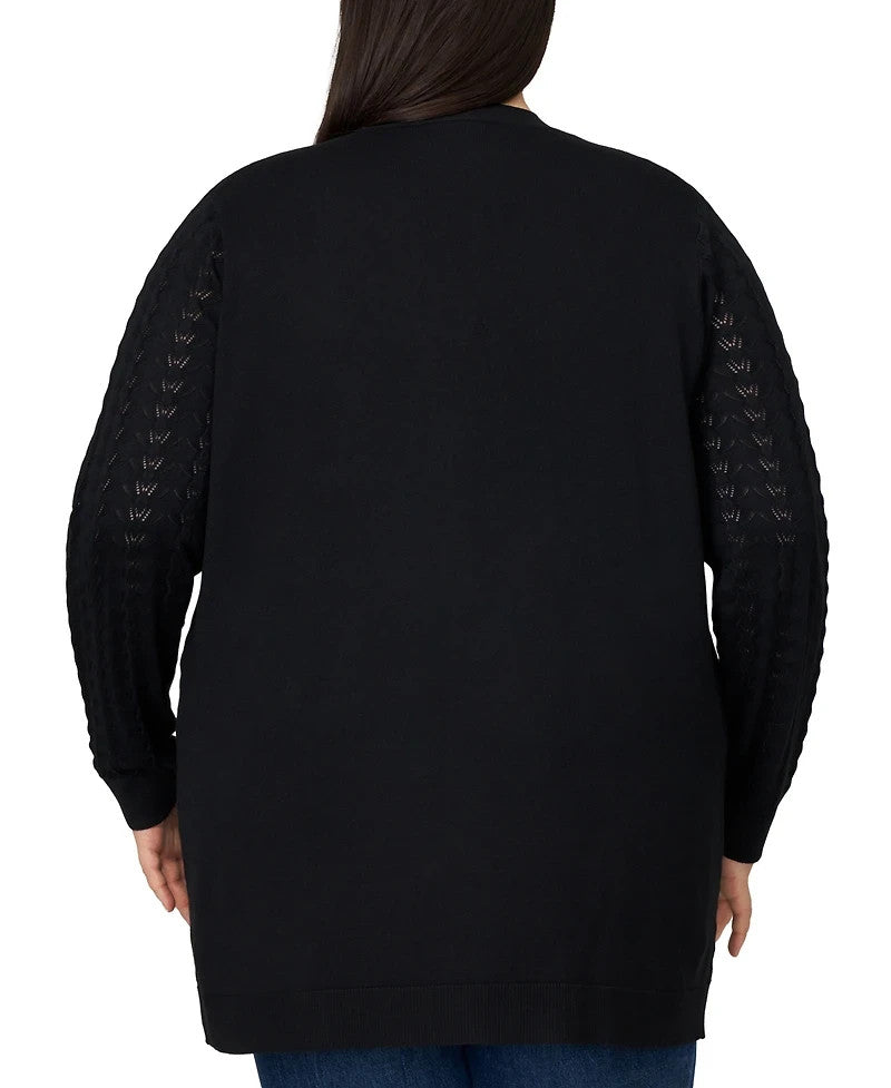 Melissa Paige Pointelle Cardigan Sweater Black XL NWT $54.50