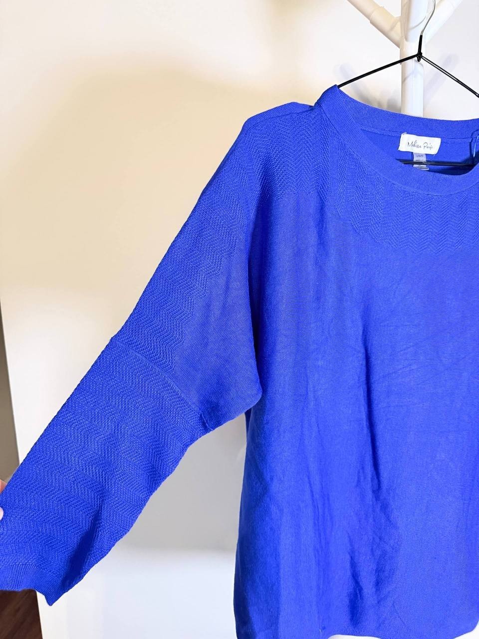 Melissa Paige Blue Pullover – Ribbed Accents – Size Large – NWT – $46.50