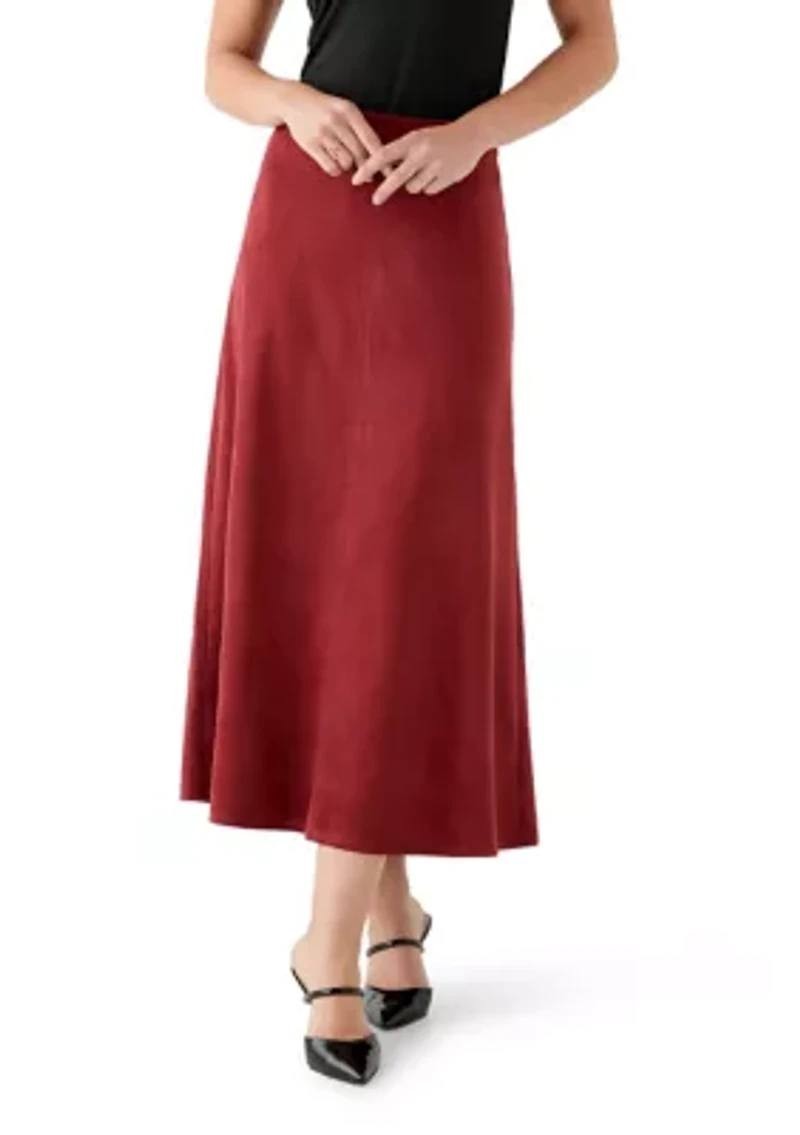 Vince Camuto Faux Suede A‑Line Maxi Skirt Rustic Red SIZEXL NWT Chic MSRP$89