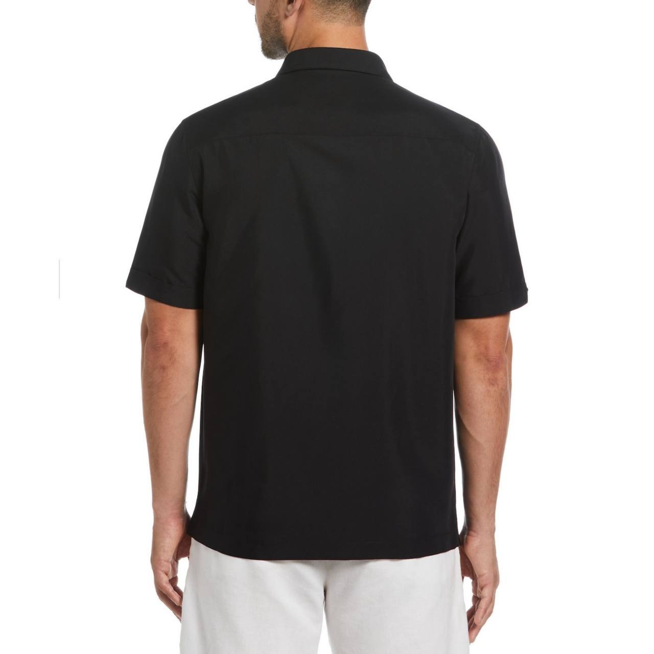 Cubavera Colorblock Embroidery Short Sleeve Shirt Black/White XXL NWT