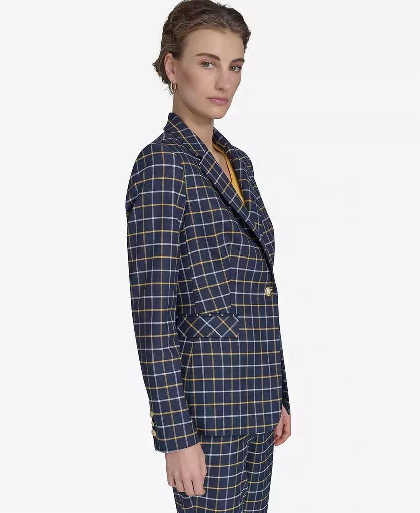 Tommy Hilfiger Plaid Slim‑Fit Single‑Button Blazer Navy Multi 8 NWT $159