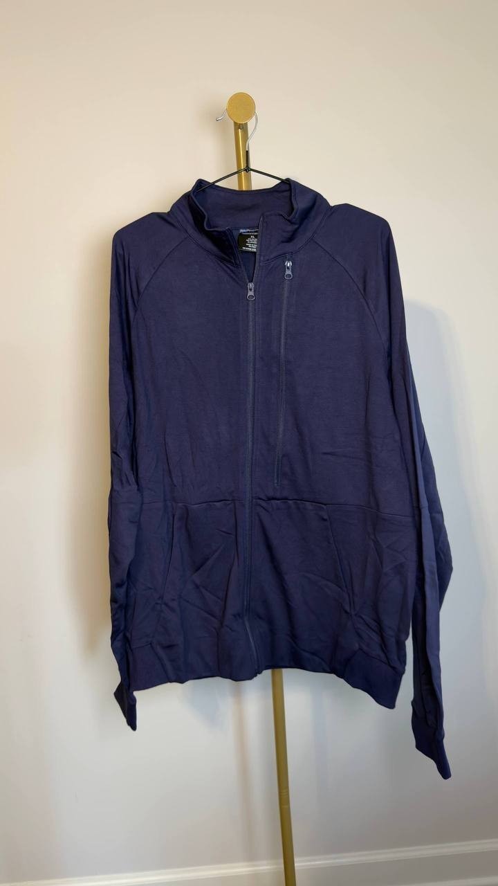 Blue Ice Premium Clothing Rayon‑Blend Zip Jacket Navy XL NWT $99