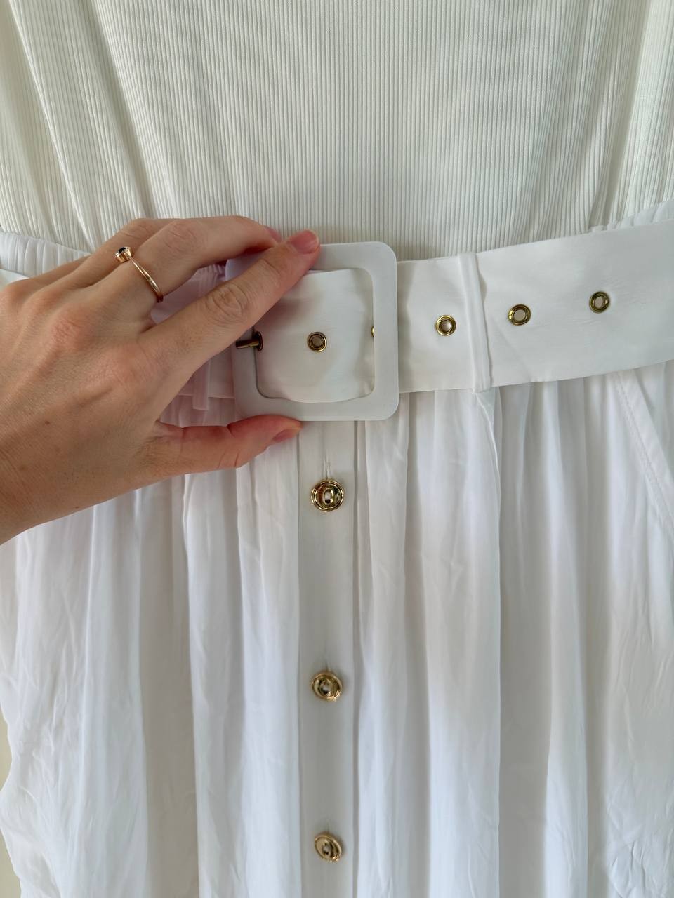 Ramy Brook Sylvie Cotton-Blend Midi Dress Ivory Size S with Belt Pockets