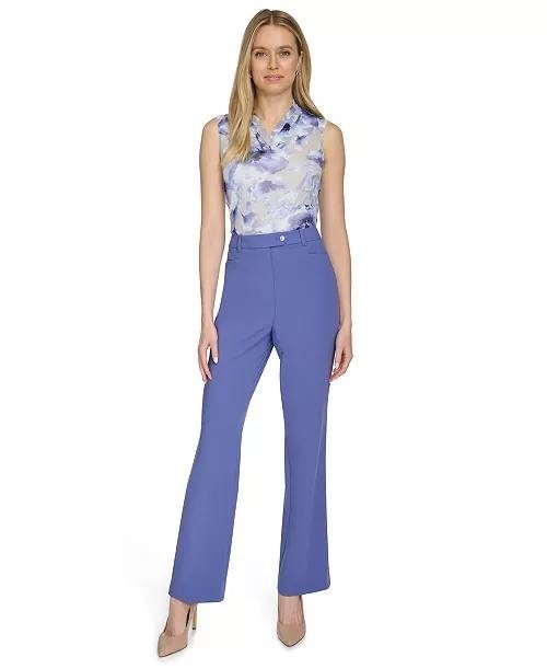 Calvin Klein High‑Rise Straight‑Leg Pants Blue 4 NWT $99